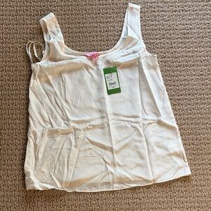 100% silk Women's White Sleeveless Tank Top